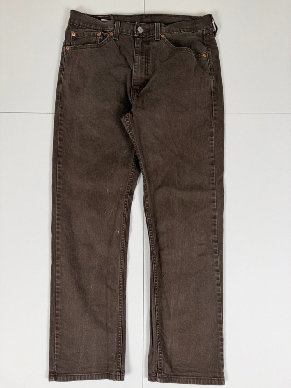 Levi's 505 Brown Straight Leg Jeans Men's 33x30 Garment Dyed Denim